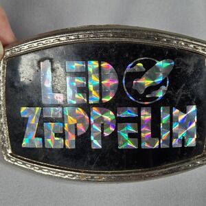 Vintage 1970s Led Zeppelin Belt Buckle Pacifica Holographic Prism Swan Song Logo